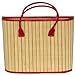 Split Bamboo Beach Bag with Canvas Lining and Leatherette Handle and Trim 13" x 15 3/4" x 6 1/4"