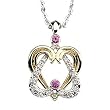 14K Two-Tone Gold Pink Sapphire and Diamond "Loyal Heart" Pendant