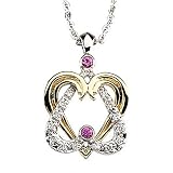 14K Two-Tone Gold Pink Sapphire and Diamond "Loyal Heart" Pendant