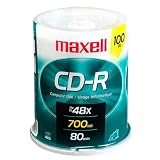 o Maxell Corp. Of America o - CD-R, 80 Min/700MB, 48X, Branded, 100/PK
