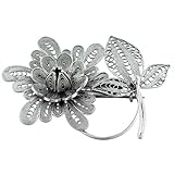 Vintage Sterling Silver Flower Leaf Brooch Gifts