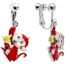 Banana Monkey Clip On Earrings