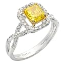 1 1/3ct Canary Cushion-cut 14K WYGD Diamond Ring