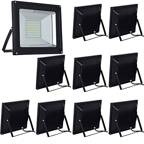 10-Pack 100W LED High Quality Floodlight,Low-energy Warm White Spotlight,IP65 Waterproof Outdoor&Indoor Security Flood Light Landscape Lamp