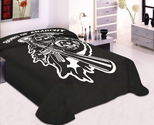 Sons Of Anarchy 79" x 94" Plush Queen Size Blanket (SAMCRO Fear The Reaper Logo)