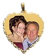 Custom Photo Pendant  Solid 14k White Gold Small Scalloped Heart with Diamond Cut Edge Photo Pendant Picture Charm Created From Your Favorite Photo