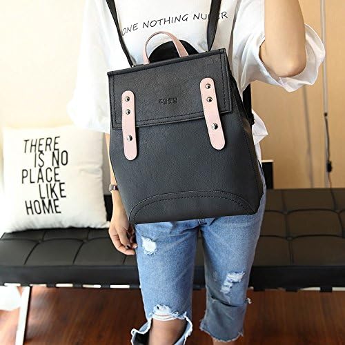 Tumblr Leather Backpack Ladies Shoulder Bag Zipper Handbag Travelling Bag (black)