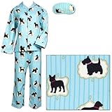 The Cat's Pajamas Blue Dog Print Women's Cotton Flannel Pajama Medium
