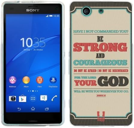 Head Case Designs Be Strong and Courageous Christian Typography Soft Gel Back Case Cover for Sony Xperia Z3 Compact D5803 D5833