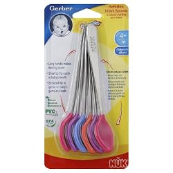 NUK/Gerber Graduates BPA Free 6 Pack Soft Bite Infant Spoon, Colors May Vary