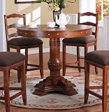 Nail Head Trim Style Round Counter Height Dining Table