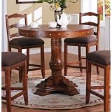 Nail Head Trim Style Round Counter Height Dining Table by visiondecor Furniture
