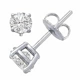 Classic Sterling Silver .925 Cubic Zirconia Stud Earrings Set in Basket Settings, 1.00 Carat Total Total Weight, Half a Carat Each White Cubic Zirconia Stone