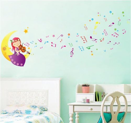 DIY Little girl's dream of music kids room removable cartoon wall sticker decals