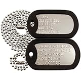 Customized Military Dog Tags - Stainless Steel Dog Tags with Black Silencers