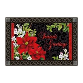  MatMates Holiday Floral Poinsettia Doormat