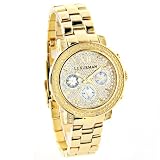 Luxurman Ladies Diamond Watch 0.3ct Yellow Gold Plated