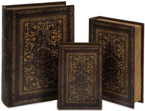 Old World Book Box Collection - Set Of 3, SET OF 3, BLACK/GOLD