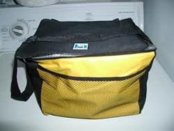 4 PIECE INSULATED BAG SET by ICE3 CUBED INCLUDES LARGE, "SIX PACK" SHOULDER AND BOTTLE BAGS BLACK ACCENTED WITH YELLOW