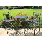 3pc Outdoor Scroll Wrought Iron Patio Bistro Set: Grey