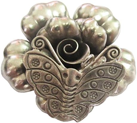 "ThaiSilverJewely" WEIGHT APPROX. 1ึ4.19 GRAMS BEAUTIFUL FLOWER &amp; SMALL BUTTERFLY FLOWER SIZE 40x40 MM. REALLY NICE FLOWER PENDANT WITH RING FOR SMALL BUTTERFLY (KAREAN PENDANT BOX 5-A1)