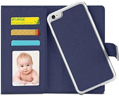 TaoFilm Pro Classic Reproduction Business Fashion Styles (3 Fold Section Design,11 Card Slots,2 in 1 Magnetic Detachable Case) Premium PU Leather Wallet Case For iPhone 6 &amp; 6S 4.7"(Deep Blue)