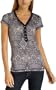 Allen Allen Women's Shortsleeve Henley With Bling,Dark Purple,Large