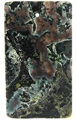Green Zebra Jasper Rectangle Pendant - 1.5mm Hole - 25x50mm