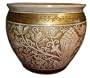 18" Hand Painted and Carved Porcelain Fishbowl / Planter with White Floral Design