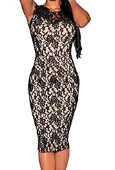 Spring Summer Winter Checkered Print Lace Sleeveless Cocktail Polyester/Spandex Party Dress 