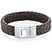 Mens Buckle style Brown Woven Leather and Steel title=