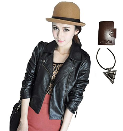 〔 エンヘルア 〕 enHelA レザー 革 ライダース ジャケット アウター ブルゾン フェイク 裏地 コー デ ディ ネート 着こなし カジュアル 大きい サイズ 黒 レディース 【 全部で3点セット 】