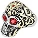 Men's Vintage Stainless Steel Gothic Cz Classic Skull Biker Ring , Gold Silver Red