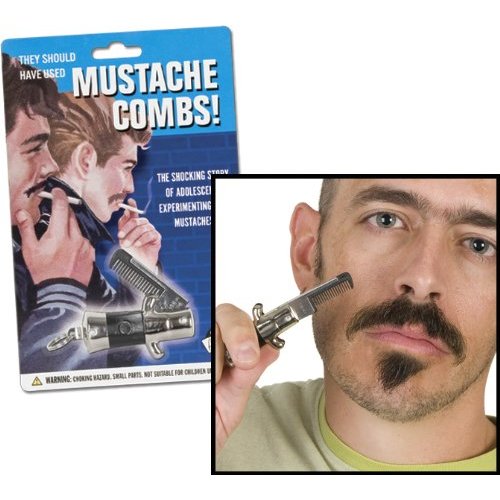 Switchblade Mustache Combs Gag Gift Man toy Game NEW mini folding faciacl hair grooming tool