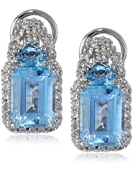 Sterling Silver, White Sapphire, Blue Topaz and London Blue Topaz Earrings