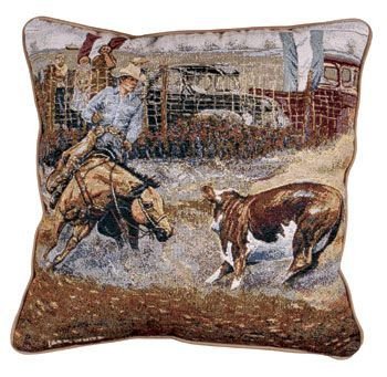Western Rodeo Cowboy & Horse Decorative Throw Pillow 17
