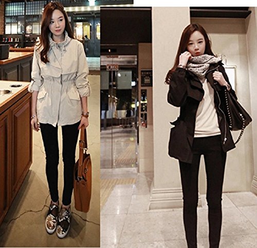 [Kapua] カジュアル  スプリング コート ジャケット ブルゾン レディース ( ブラック / ホワイト )