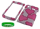 Hearts Pink with White Full Rhinestones Design Snap On Hard Case for Samsun ....