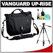 Vanguard Up-Rise 33 Digital SLR Camera & Laptop Messenger Case (Black) with Deluxe Photo/Video Tripod + Accessory Kit for Canon Rebel XSi, XS, T1i, T2i, EOS 50D, 5D, 7D, Nikon D3000, D5000, D40, D60, D90, D300, D300s, Olympus Evolt E-30, E-450, E-520, E-620, and Sony Alpha A230, A330, A380, A450, A500, A550, A850