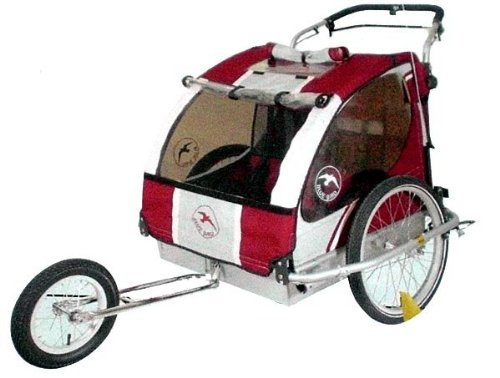 BLUE BIRD 2-in-1 ALU Kinderanhänger + Jogger 2 Kinder Standard-Kupplung TÜV/GS