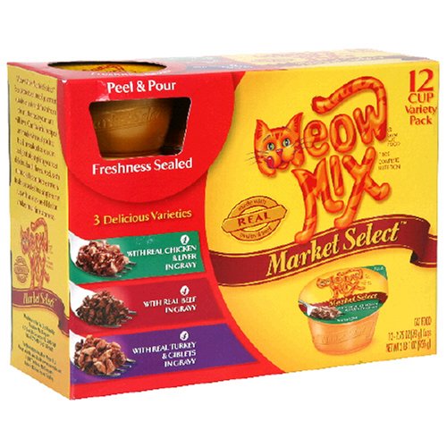 Meow Mix Market Select Beef & Poultry Variety Pack, 2.75 -Ounce Units (Pack of 48)