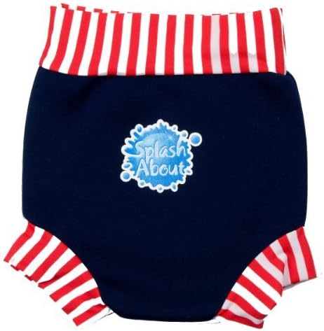 Happy Nappy HNNRSM Baby and Toddler Reusable Swim Diaper, Navy Red Stripe, Medium 3-8 Months by Happy Nappy