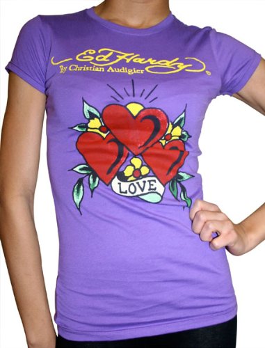 ED HARDY Christian Audigier Hearts Tattoo Tee Shirt