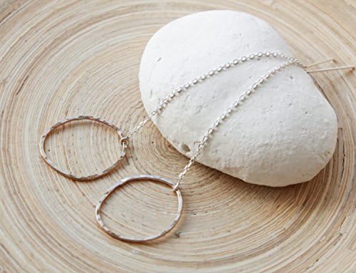Threader earrings - mixed metal, organic shape