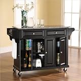 Crosley Furniture Solid Granite Top Kitchen Cart/Island in Black