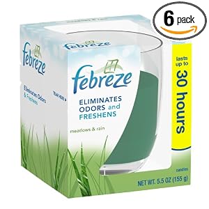 Febreze Meadows and Rain,Candle, 5.5-Ounces (Pack of 6)