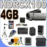 511fDaiLB L. SL160  Sony HDR CX100 AVCHD 8GB Flash Memory w/ 10x Optical Zoom HD Camcorder (Silver) BigVALUEInc Accessory Saver 4GB FH100 Battery/Rapid Charger Filter Kit Bundle