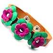 Orange Genuine Leather Flower Snap Fashion Bracelet