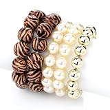 5 Piece Bead Fashion Bracelet Set Brown & Gold
