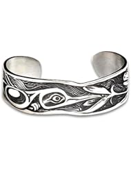 Sterling Silver Nectar Of LifeNorthwest Coast Native American Bracelet. Made in USA.